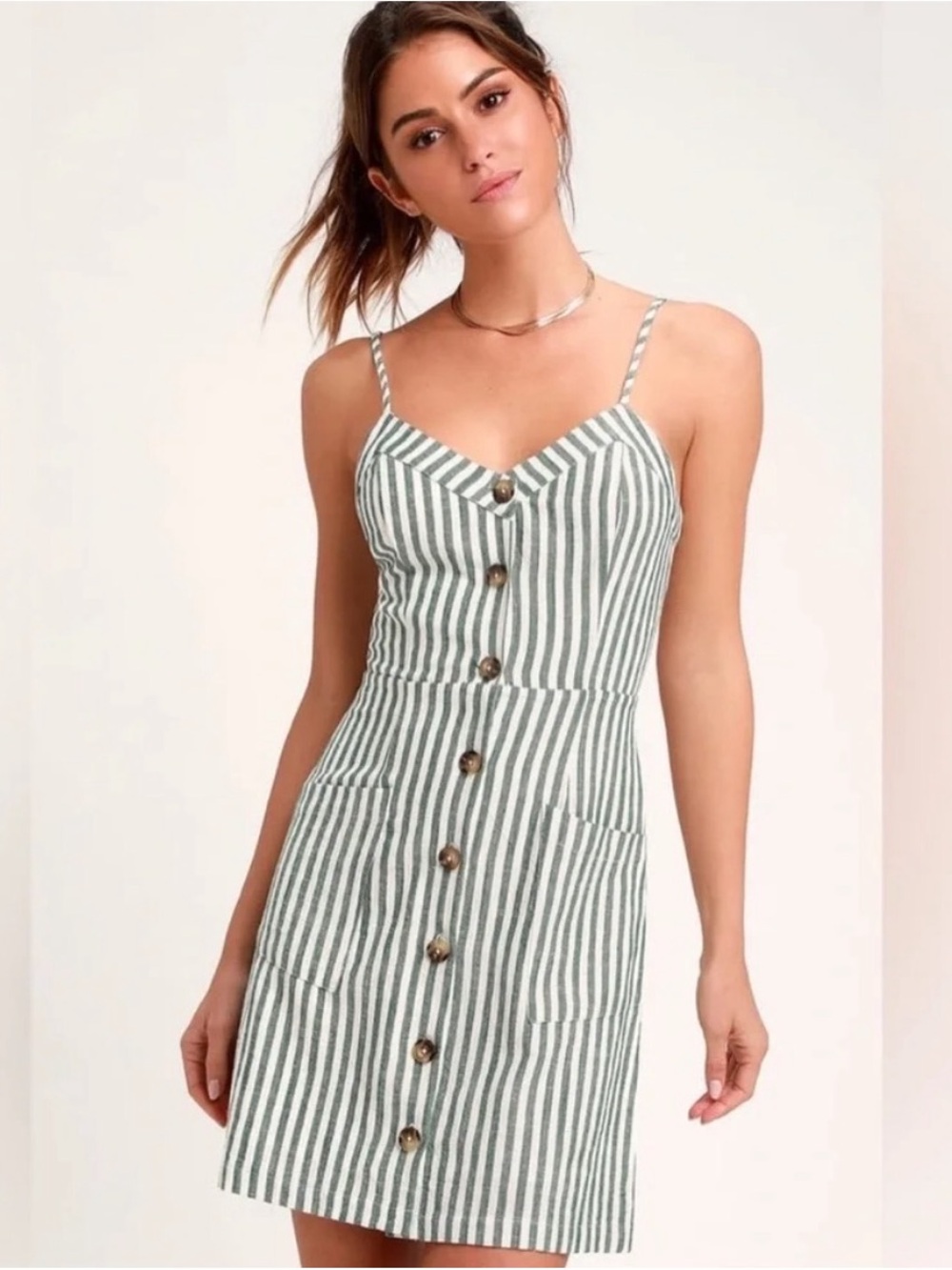 EUC Lulu's On The Pier Button-Front Mini Dress